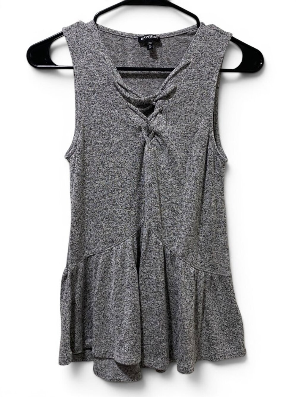 Express Girls Gray Marled Lace-Up Sleeveless Top – Size XS/TP